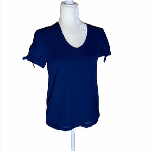 Modcloth Tops - ModCloth Short tie Sleeve Navy Blue Top